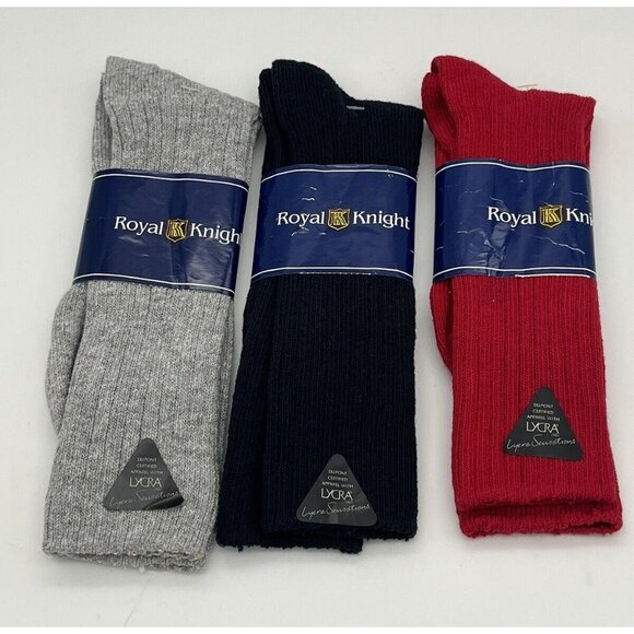 Royal Knights Men's Dress Socks Fits Sizes 10-13 Lot of 3 Red Black Gray NEW - Picture 1 of 5